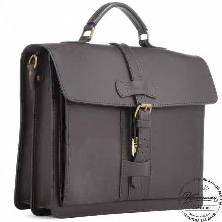 Мужской кожаный портфель "Премьер" (тёмно-коричневый)